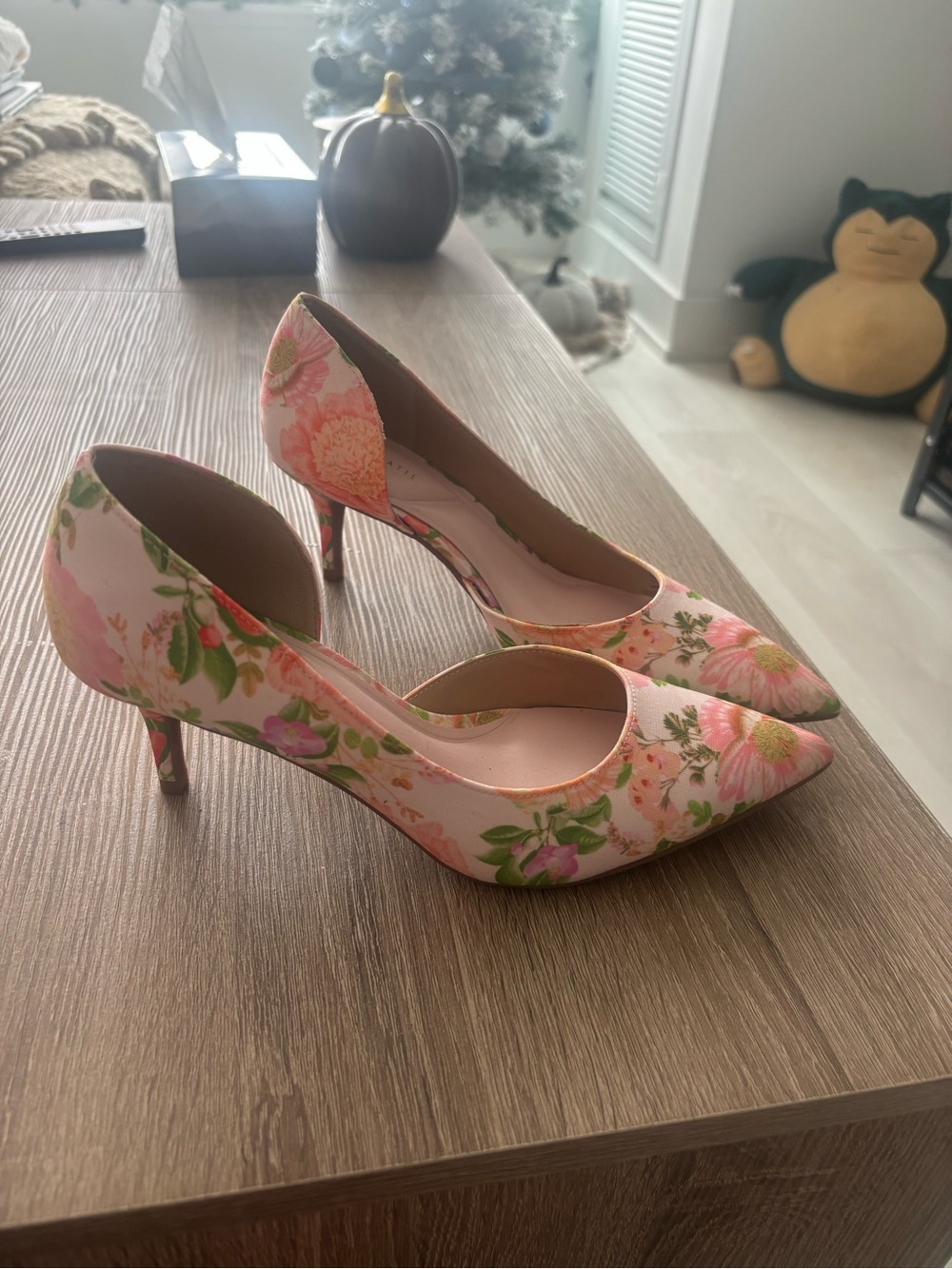 Kelly & Katie Pink Floral Pointed-Toe Heels